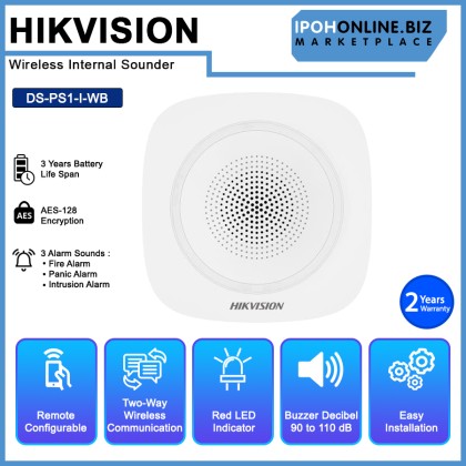 HIKVISION DS-PS1-I-WB Network AX Pro 433 MHz Two-Way Wireless Internal Sounder With Configurable Arming/Disarming Prompt Sound And LED Indicator - Red